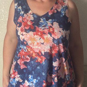 Time and Tru XL 16-18 size Floral Cotton Tank Top with Lace and Sequins